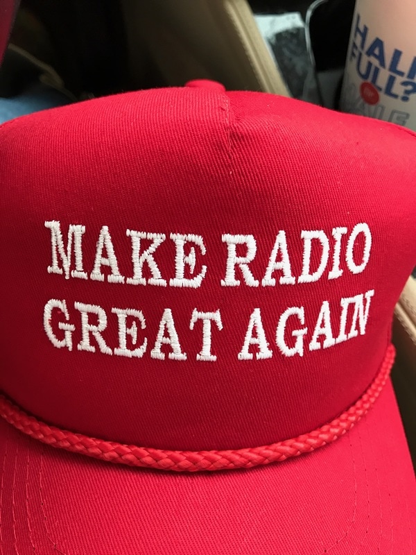 Make Radio Great Again giveaway - enter now - Red hat with white letters